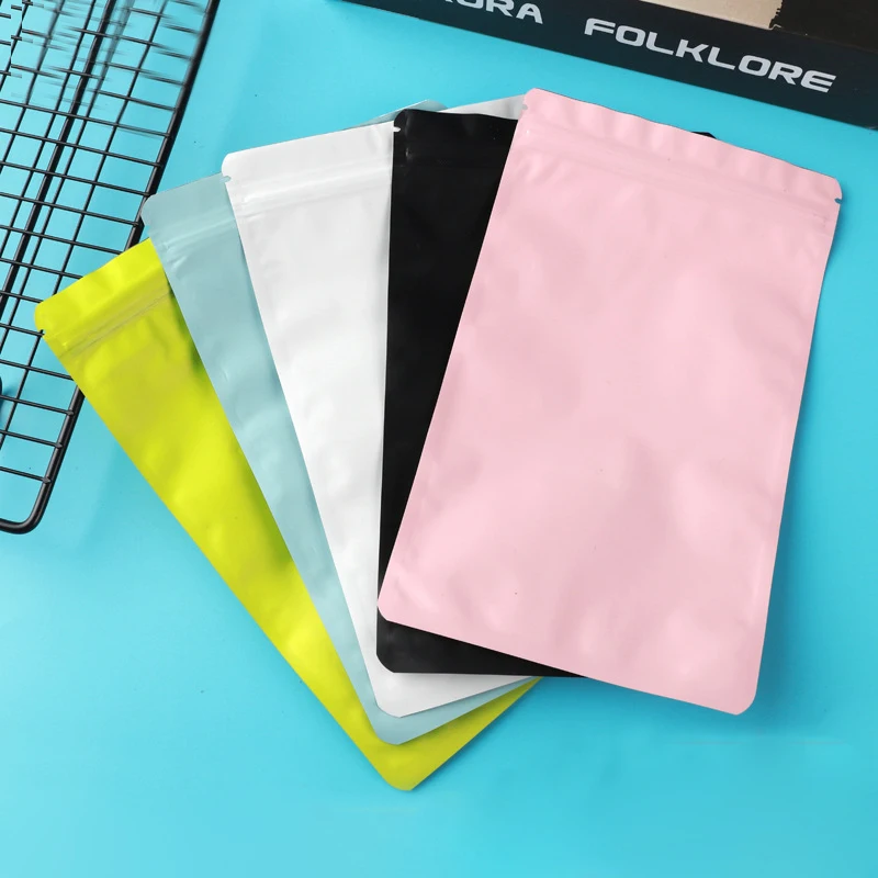 50pcs Matte Black White Pink Heat Sealable Flat Pouches Ziplock Mylar Bag Small Plastic Zip Lock Aluminum Foil Package Bags