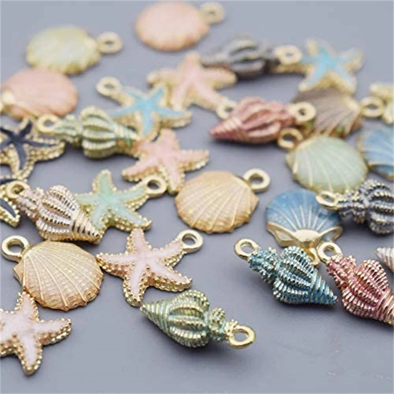 10 Stück Muschel Muschel Seestern Charms Anhänger für DIY Handwerk Fußkettchen Armband Schmuckherstellung Zubehör liefert handgefertigt – Detail 4
