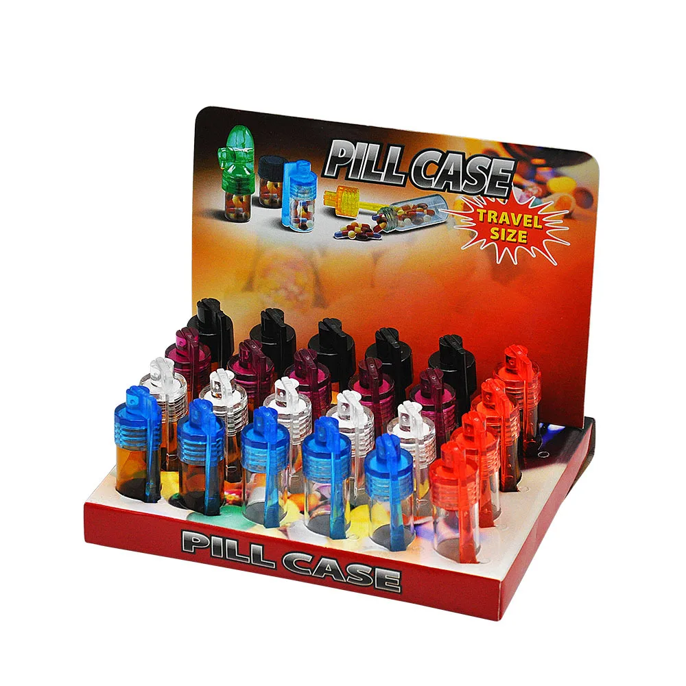 Portable Box Storage 36MM 51MM Container Bottle Glass Vial with Spoon Flip Case Household Randomly Cap Color