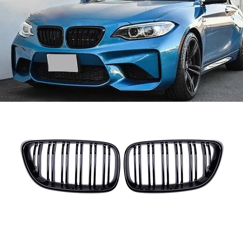

Car Front Bumper Grilles Kidney Gloss Black Racing Grill For BMW 2 Series F22 F23 F87 M2 Double Slat Matte Grille Auto 14-18