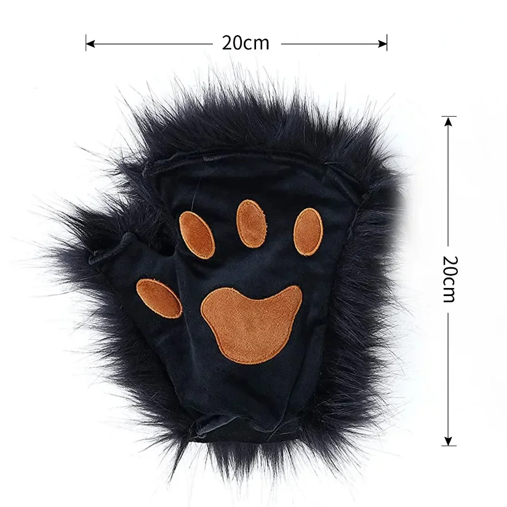 4-piece Set of Plush Ears and Tail Set, Artificial Plush Wolf Ears Hair Clips Hair Accessories Halloween Cos Accessories