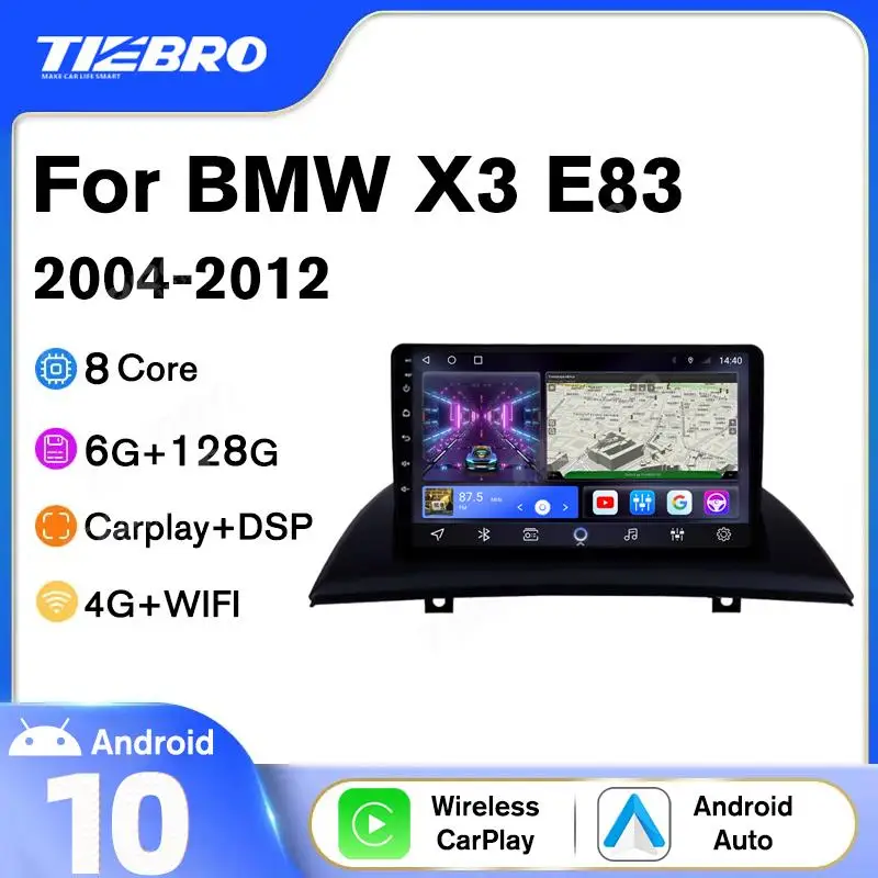 

Автомагнитола Tiebro, 2DIN, Android 10 для BMW X3 E83 2004-2012