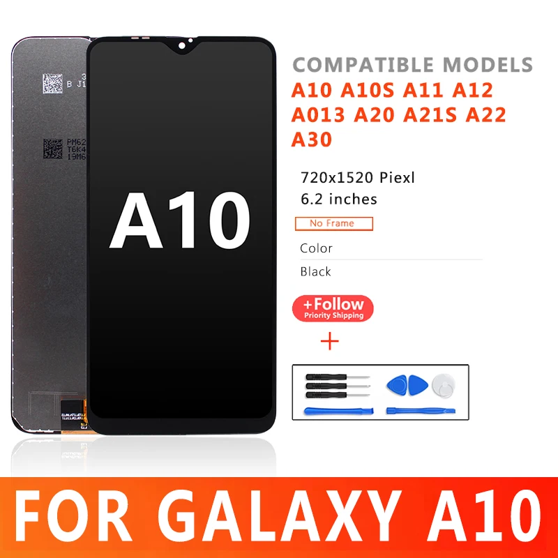 

6.2" FOR Samsung Galaxy A10S LCD Display Touch Screen Replacement Parts For A10 A10S A11 A12 A013 A20 A21S A22 A30 LCD Display
