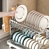 Kitchen Dish Drying Rack Adjustable Stainless Steel 2 Tier Plates Organizer Dish Bowl Drainer Storage Rack Kitchen Utensils 2