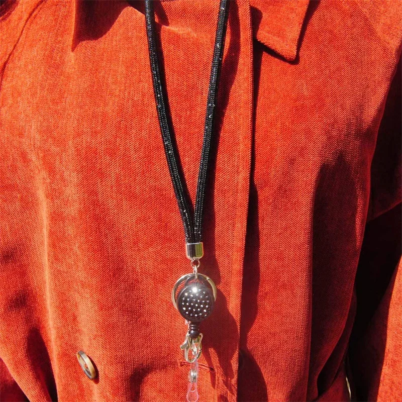 Retractable Badge Reel Lanyard with ID Holder and Universal Keychain