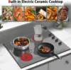 Knob Control Electric Stove Glass with Beautiful Wooden Pattern, 30" Built 4