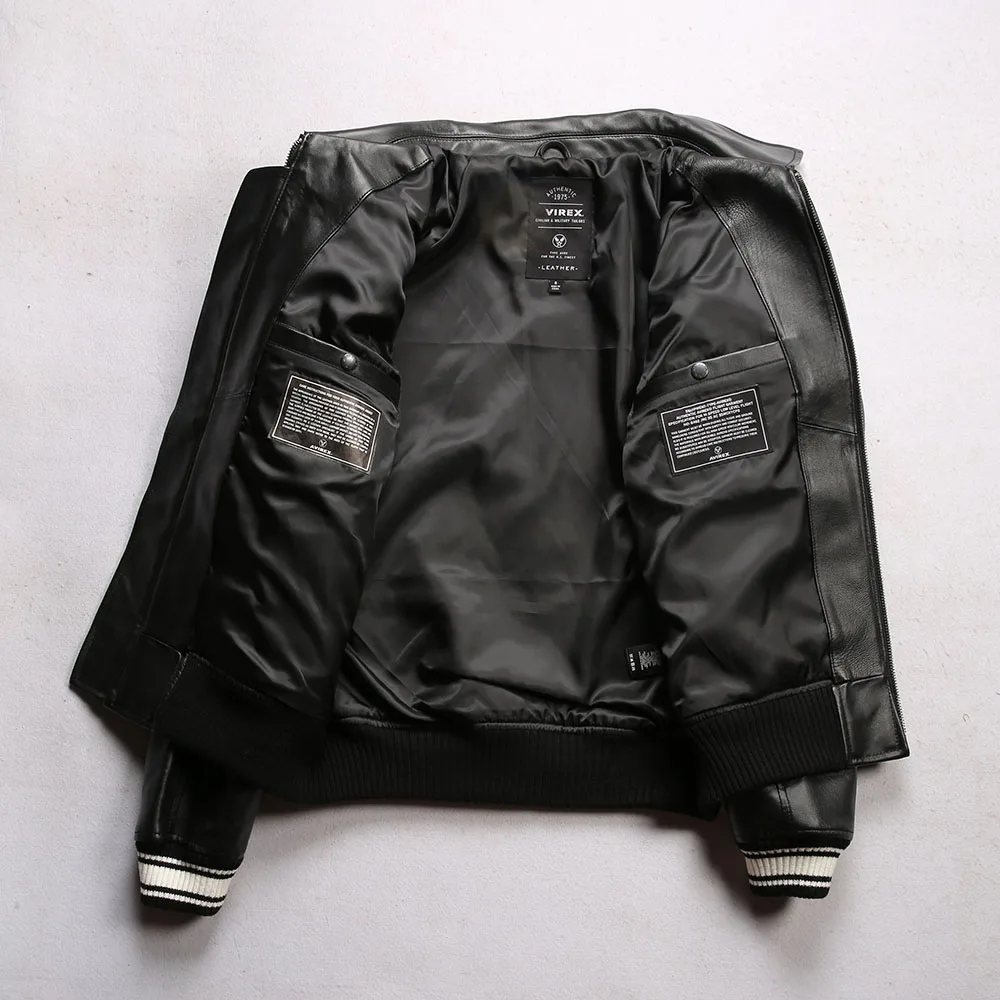 80s avirex leather varsity jacket Mサイズ AVIREX Men's Genuine Leather Varsity Jacket Us plus size Thick