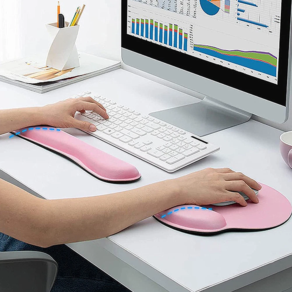 Three Piece Set Mouse Pad Wrist Rest Ergonomic Support Desk Mat Computer Peripheral Gaming Office Supply Non Slip Soft Material