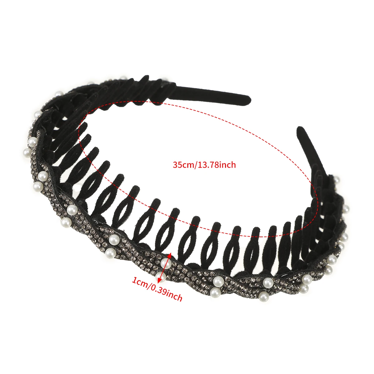 Flocked Rhinestone Pearl Headband Hair Hoops Pressed Hair Headwear Bundled Hair Bangs Broken Hair Toothed Anti-Slip Headband