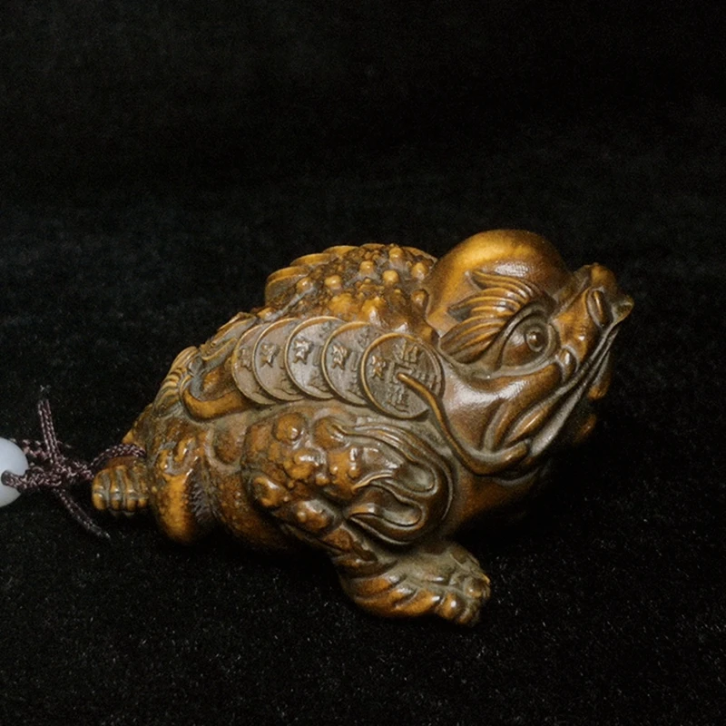 

YIZHU CULTUER ART L 6 CM Old Chinese boxwood hand carved Jin Chan Figure statue netsuke Gift Collection decoration