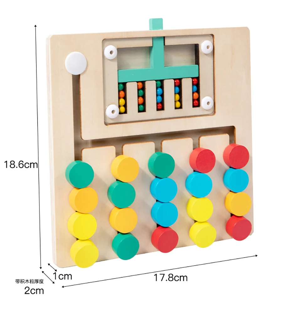 Wooden Toy Wooden Puzzle Toys Montessori Toys Sensory Toy Early Education Toys Puzzle Toys Educational Toys Color Sorting Game Montessori Wooden Colorful Slide Puzzle Board Game Color Matching Slide Sensory Educational Toys Preschool Activity for Toddlers