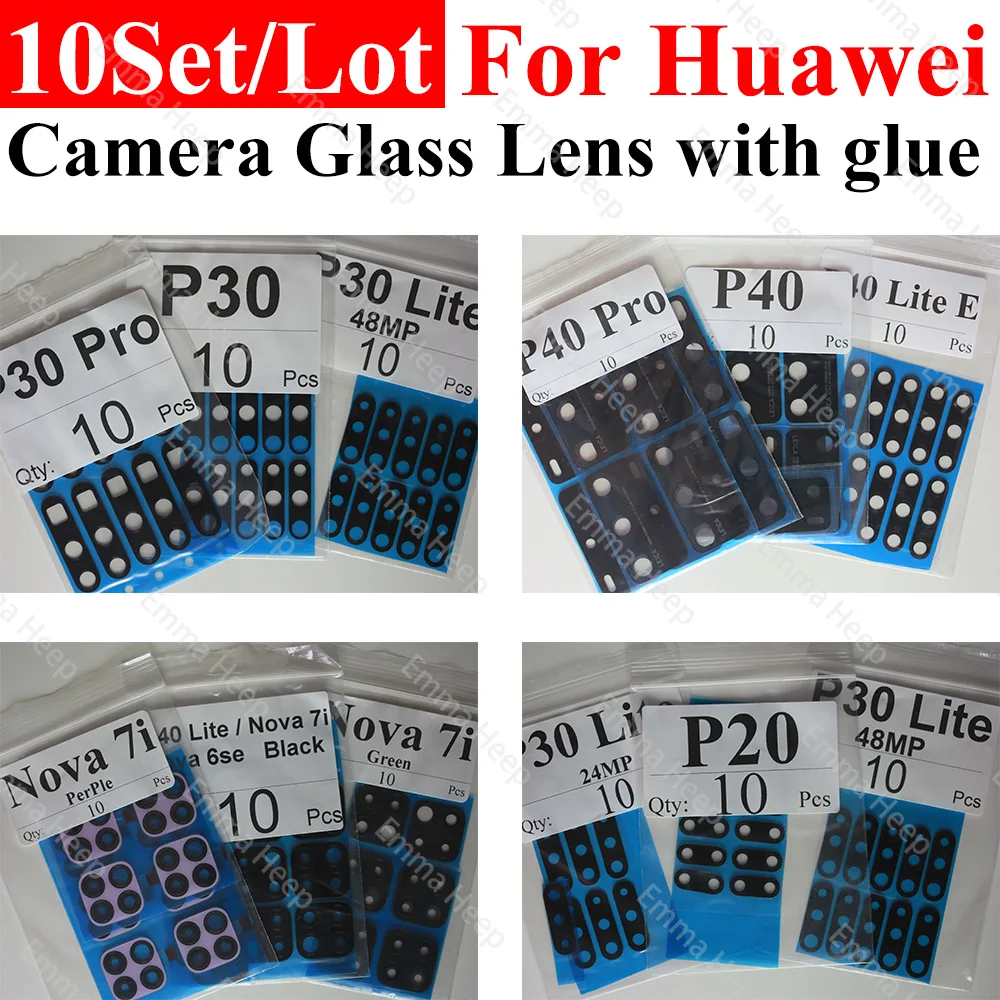 Camera Glass Lens 10pcs for Huawei P30 P40 P50 P20 Pro Lite E P40Lite