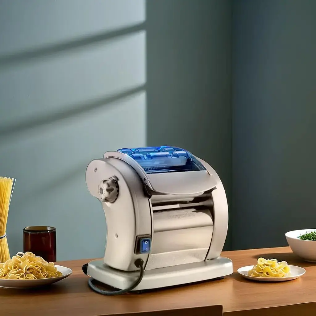 Pasta Presto Electric Pasta Maker-100% Non Stick Machine with 2 Built In Cutters, 6 Adjustable Thickness Settings, Make Homema