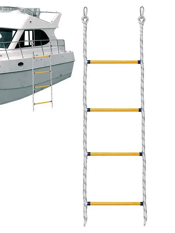 

Stainless Steel Boat Rope Ladder Heavy Duty Polyester Line Marine Climbing Rope For Adults Inflatable Boat Pontoon Boat
