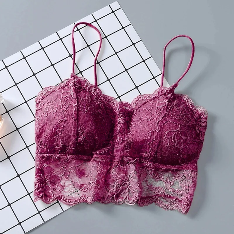 Summer Women Lace Sleeveless Tops padded Bralette Bra Bustier Zipper Back Club Crop Tank lingerie women lingerie bra women tank tops lace camisole tops
