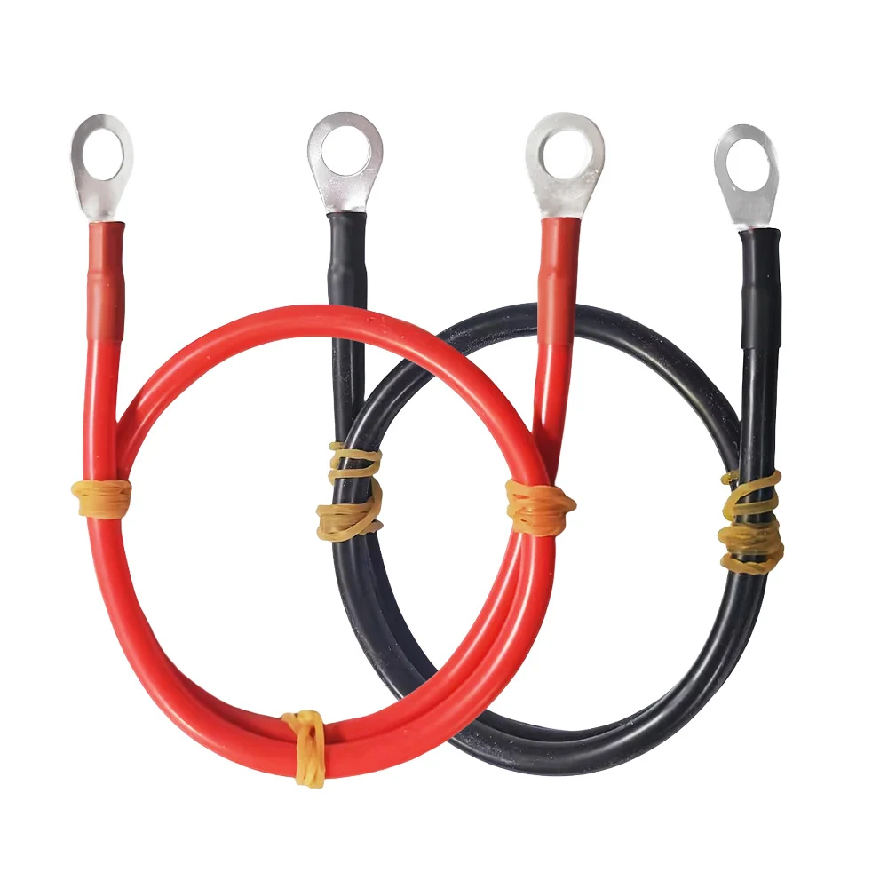 Heavy-Duty Battery Inverter Cable Set with Copper Terminals for Solar Power Connection