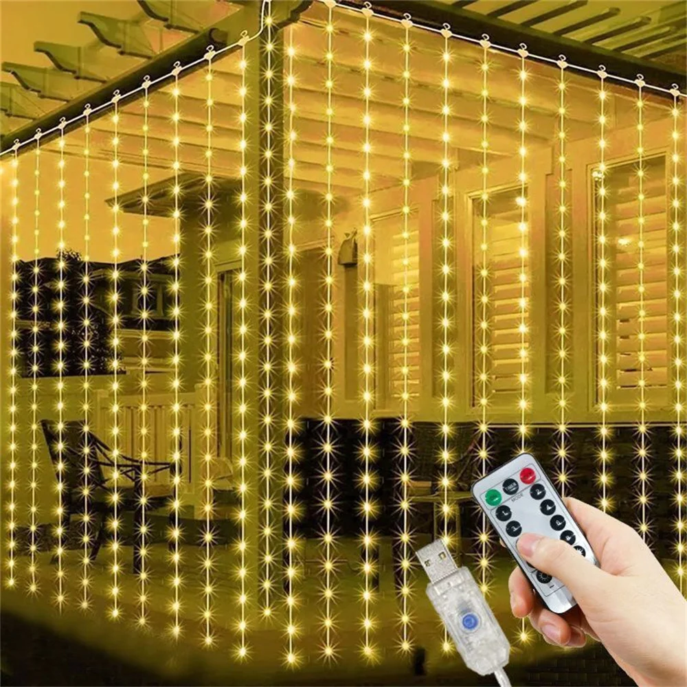 Enchanting USB LED Fairy Curtain Lights with Remote Control for Festive Decor and Celebrations