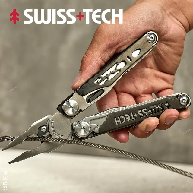 SWISS TECH 37 In 1 Multitool Pliers Folding Multi Tool Scissors Cutter  Replaceable Saw Blade EDC Outdoor Survival Equipment