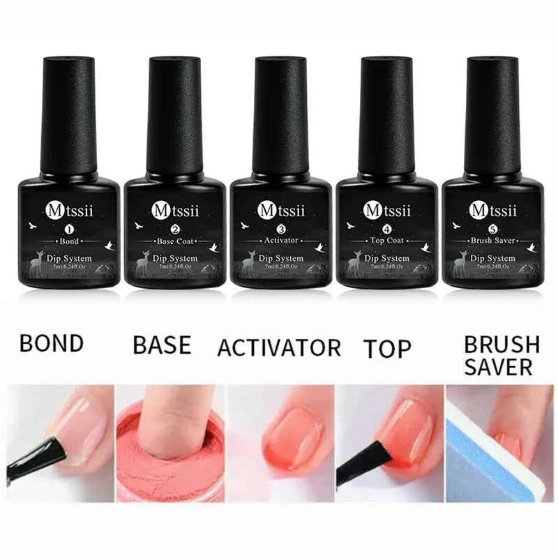 Mtssii 5g Dipping Nail Powder Set Nude Pink Nail Glitter Powder Dipping Liquid System Kit Art Decoration No Need Lamp Cure