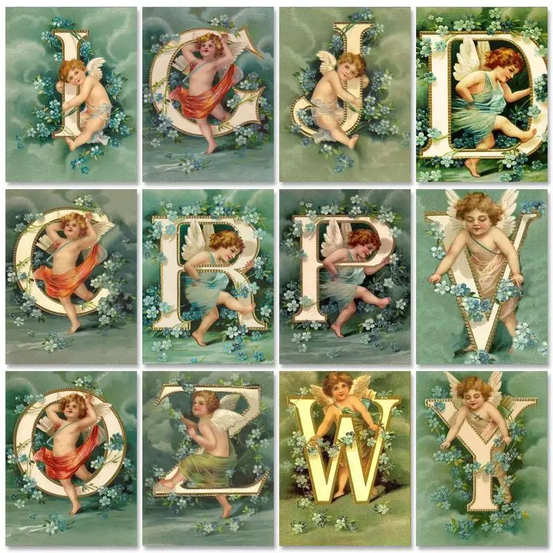 

RUOPOTY Frame Picture Diy Painting By Numbers Kits Letters And Angels Modern Wall Art Picture For Home Decors Diy Ideas Artwork