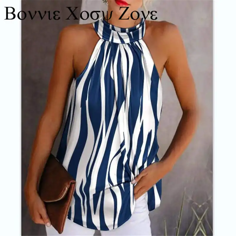 

Women Summer Sleeveless Allover Print Galaxy Metallic Design Casual Tank Top