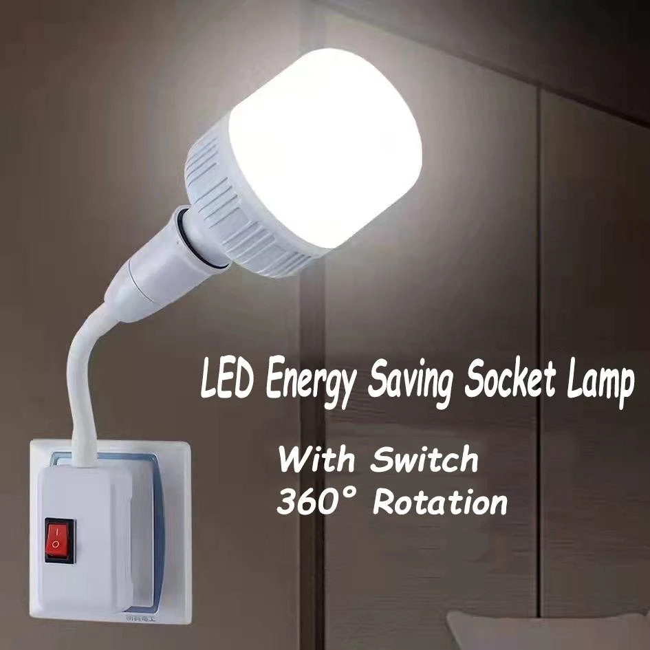 US Plug To E27 Lamp Base Conversion Led Light Wall Flexible Lamp Holder Converter Switch Led Head Bulb Socket