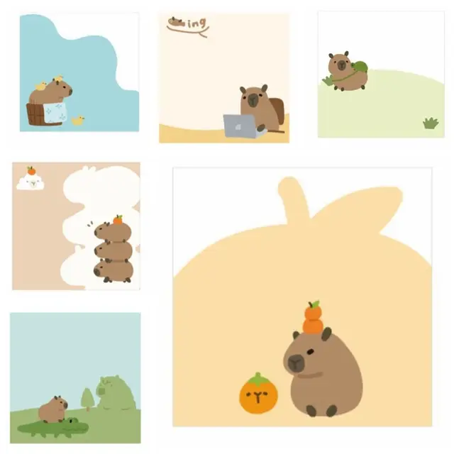 100 Sheets Message Notes Capybara Capybara Memo Pad Cartoon Posted Sticky Notes Cute Kawaii Notepad Office 4