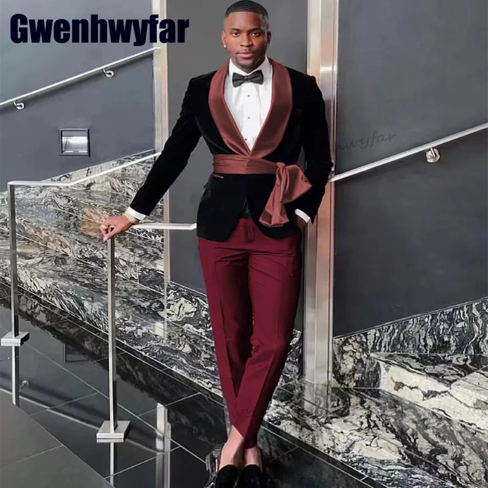 Gwenhwyfar Tailored Fashion Trendy Style Groom Tuxedo Shawl Lapels Men's Suit 2 Pc for Wedding Dresses Blzaer Sets（Jacket+Pants）