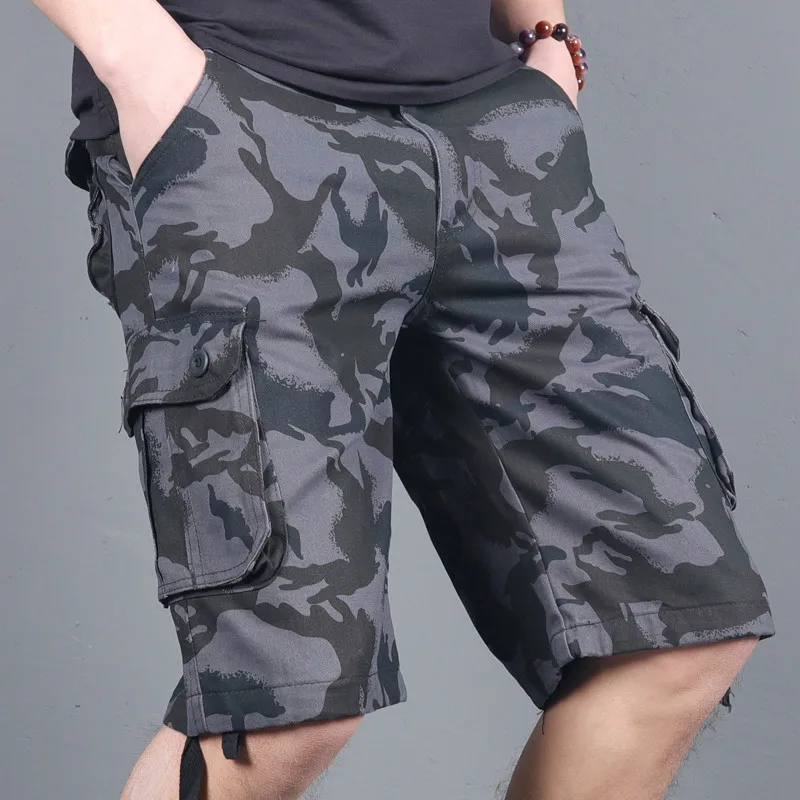 2024 summer Men Fashion  Cotton Pants Multi-pockets  shorts Pants Casual Trousers Overalls Camouflage Loose clothes half pants