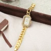 Ladies' high-value fashion bar scale square dial buckle shaped steel strip inlaid with diamonds outer shell quartz watch 2