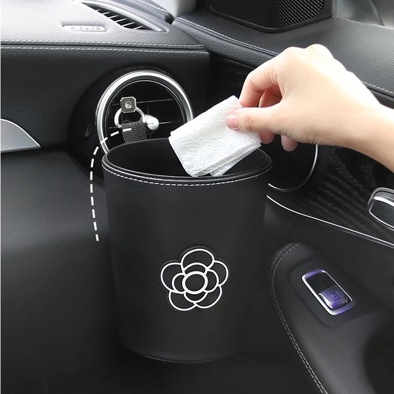 Cute Cartoon Flower Car Trash Bin Can for Back Seat Headrest Mini Auto Outlet Air Vent Organizer Rubbish Bag Garbage Storage,car trash can