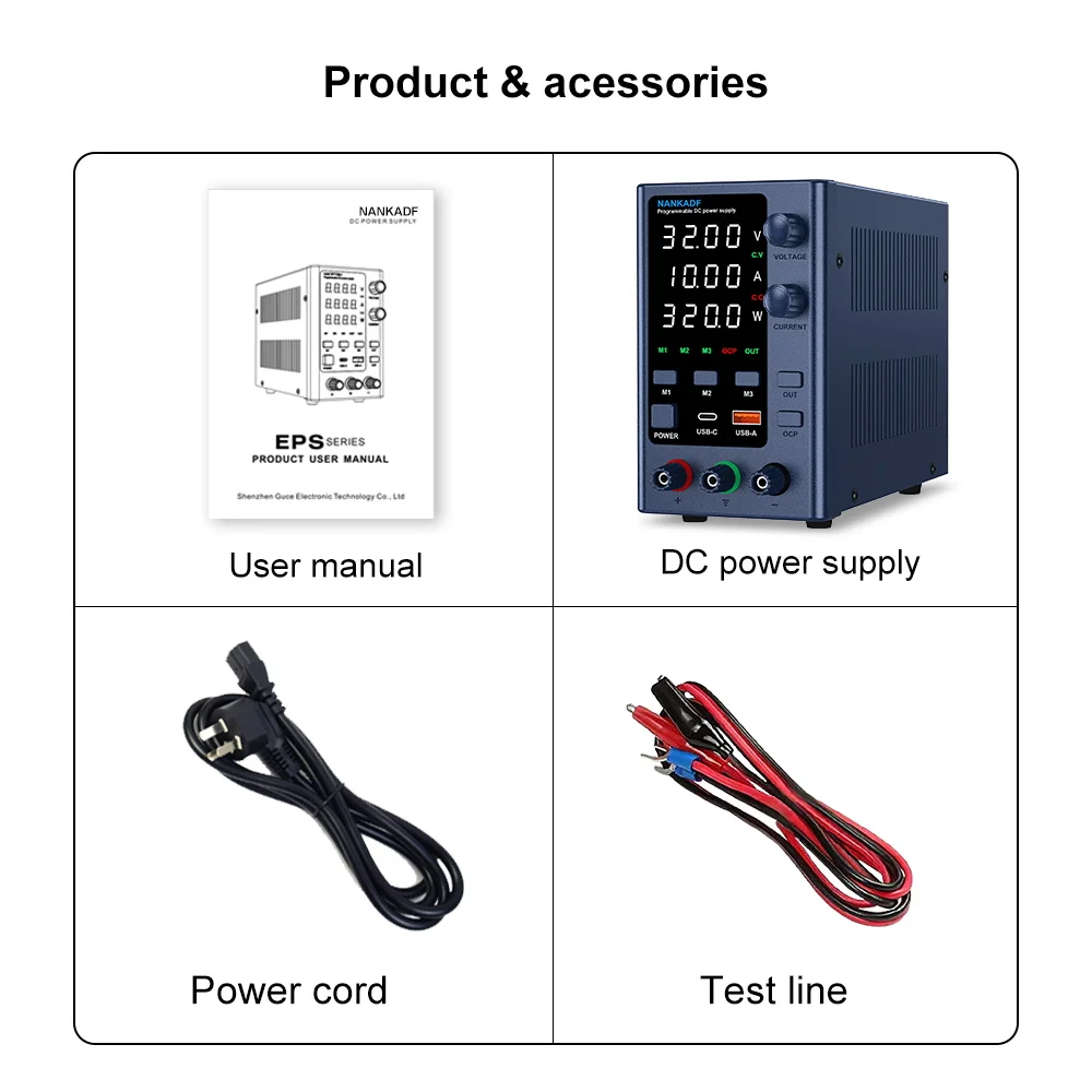 32V 5A 10A Einstellbare Laborleistung USB/Typ-C Dual Interface Schnellladefunktion M1 M2 M3 Speicher mit drei Gruppen, voreingestellter Strom – Detail 8