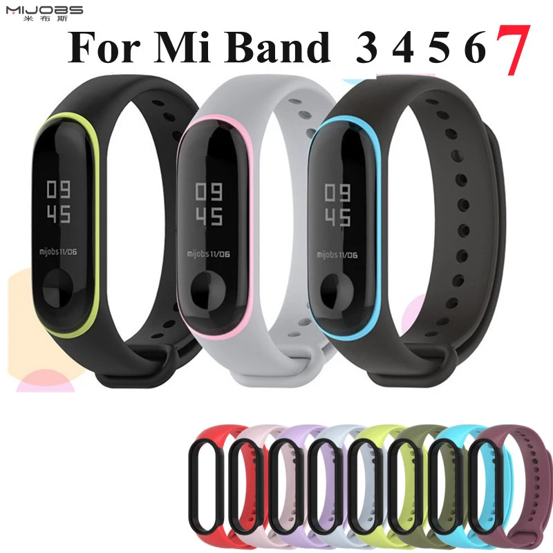 Silicone Bracelet for xiaomi mi band 7 6 5 4 3 bracelet Pure Dual color