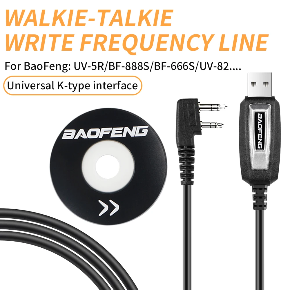 BAOFENG 2 Pins Plug USB Programming Cable for Walkie Talkie for UV-5R serise BF-888S Kenwood wouxun Walkie Talkie Accessories CD