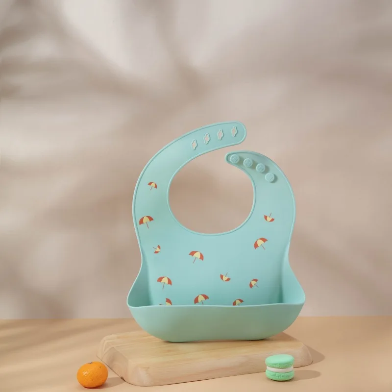  턱받이 방수 부드러운 실리콘 스카프 여름 귀여운 체리 프린트 조절 가능한 턱받이 트림 천  수유 앞치마 아이 먹는 걸음마