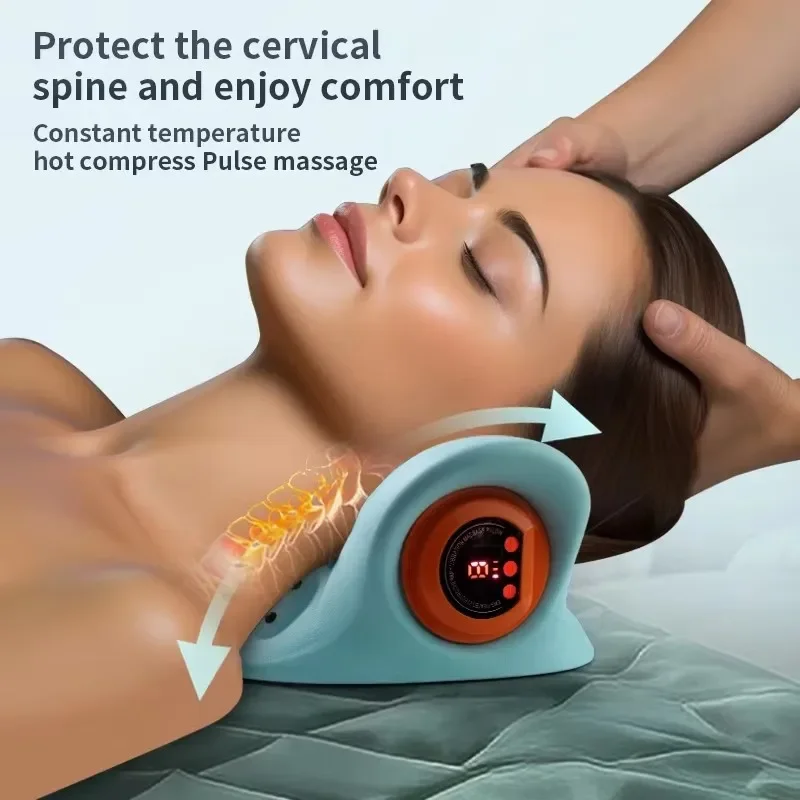 Cervical Neck Massager EMS Relax Heat Devices for Adult Cervical Repair Traction Electric Neck and Head Acupoint Massage Pillow