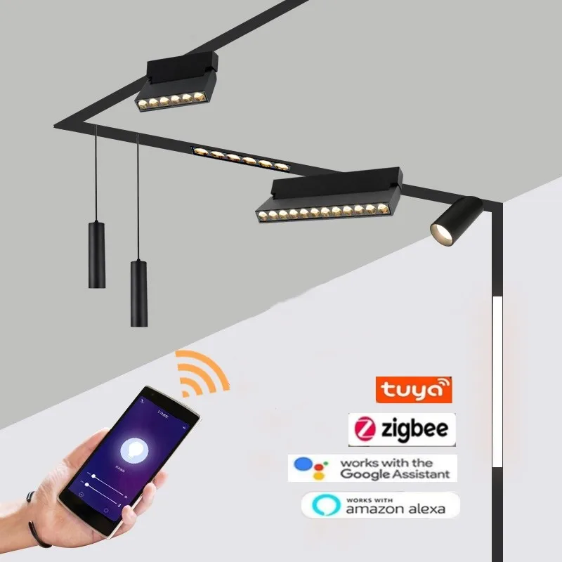 Modern Magnetic Track light system for Tension stretching ceiling soft film magnetic Rail Lamp concealed track lights livingroom 2