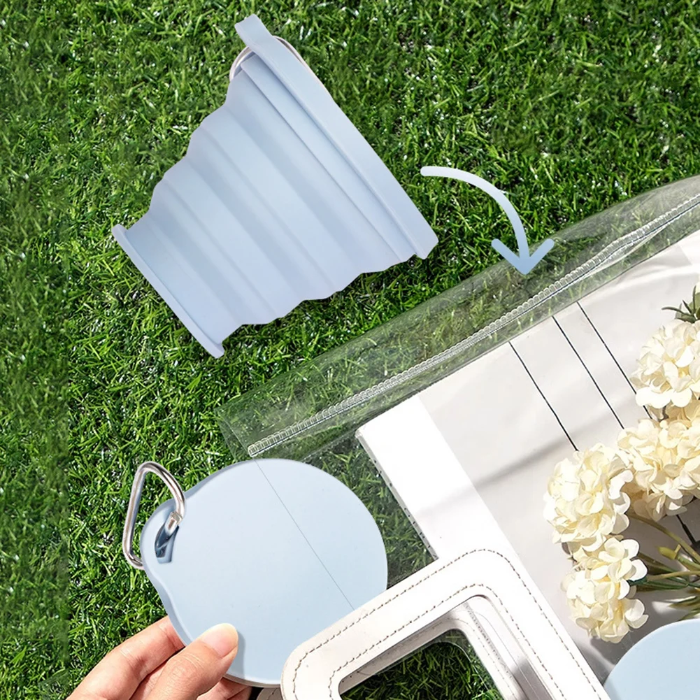 Portable Silicone Folding Water Cup Outdoor Heat Resistant Telescopic Collapsible Foldable Mug With Lid For Travel Camping 180ml