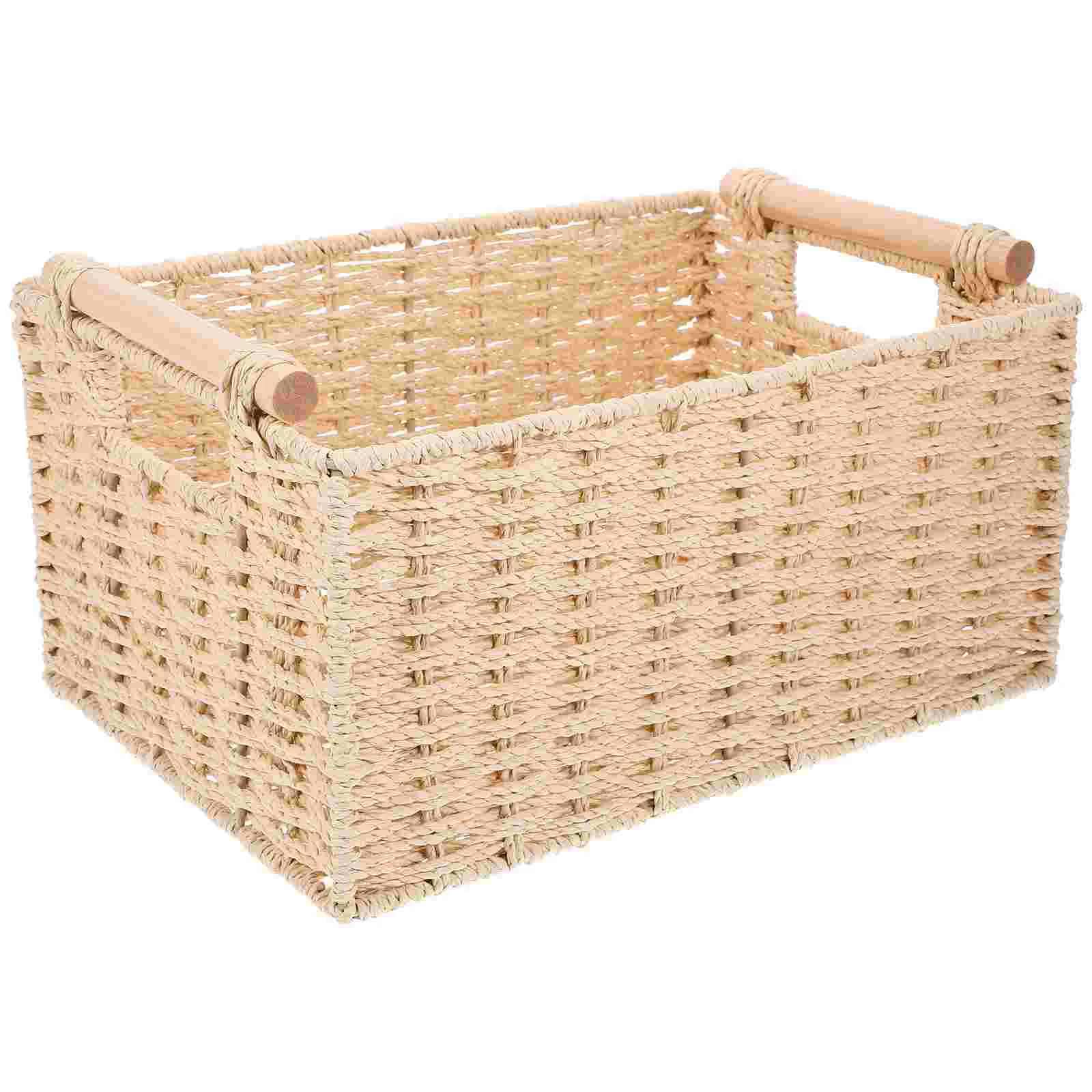 

Woven Basket with Handle Storage Basket Sundries Storage Basket Desktop Organizer Basket