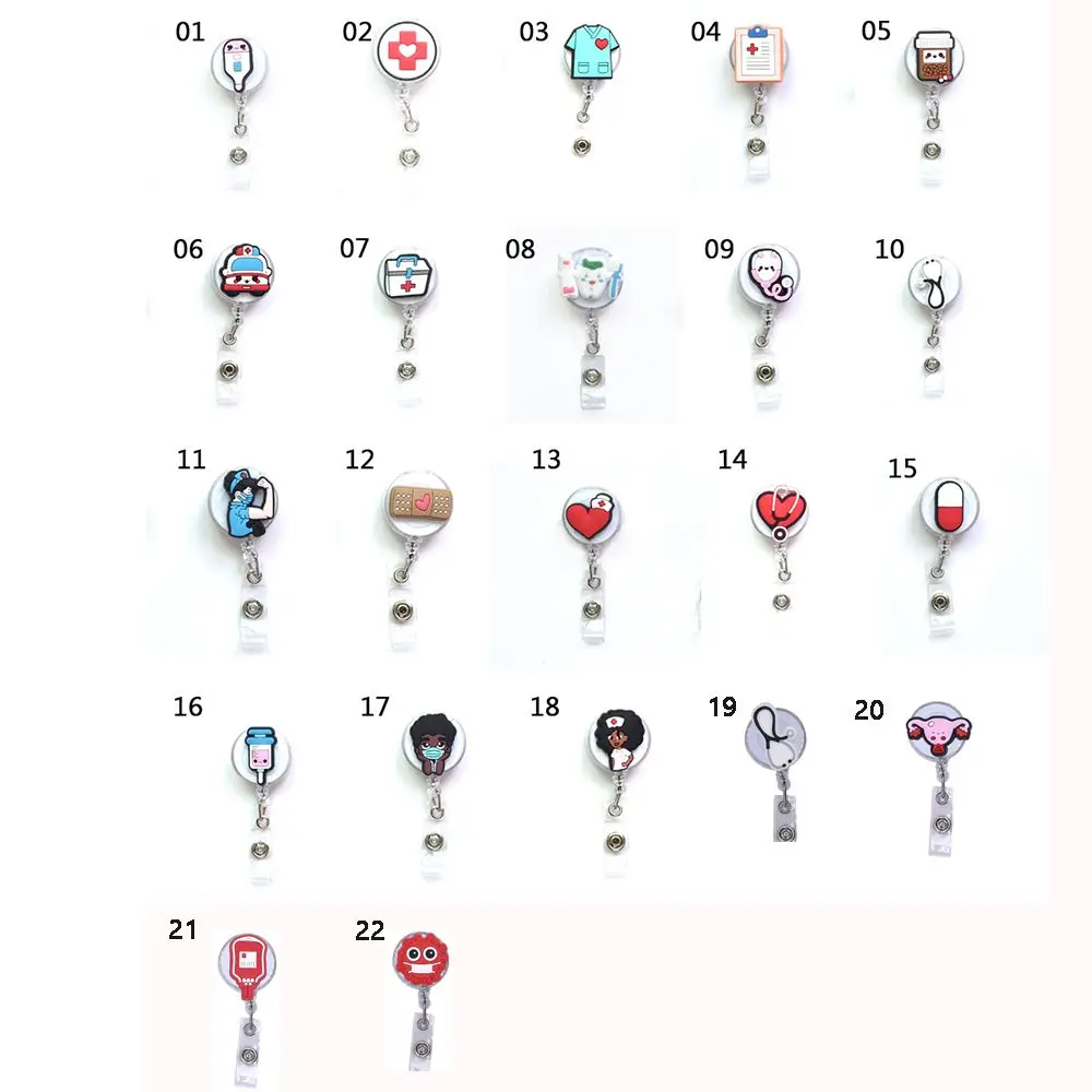 귀여운 배지 홀더 실용적인 휴대용 접이식 키체인 ID 카드 배지 홀더 의사 간호사 클립 배지 릴 클립