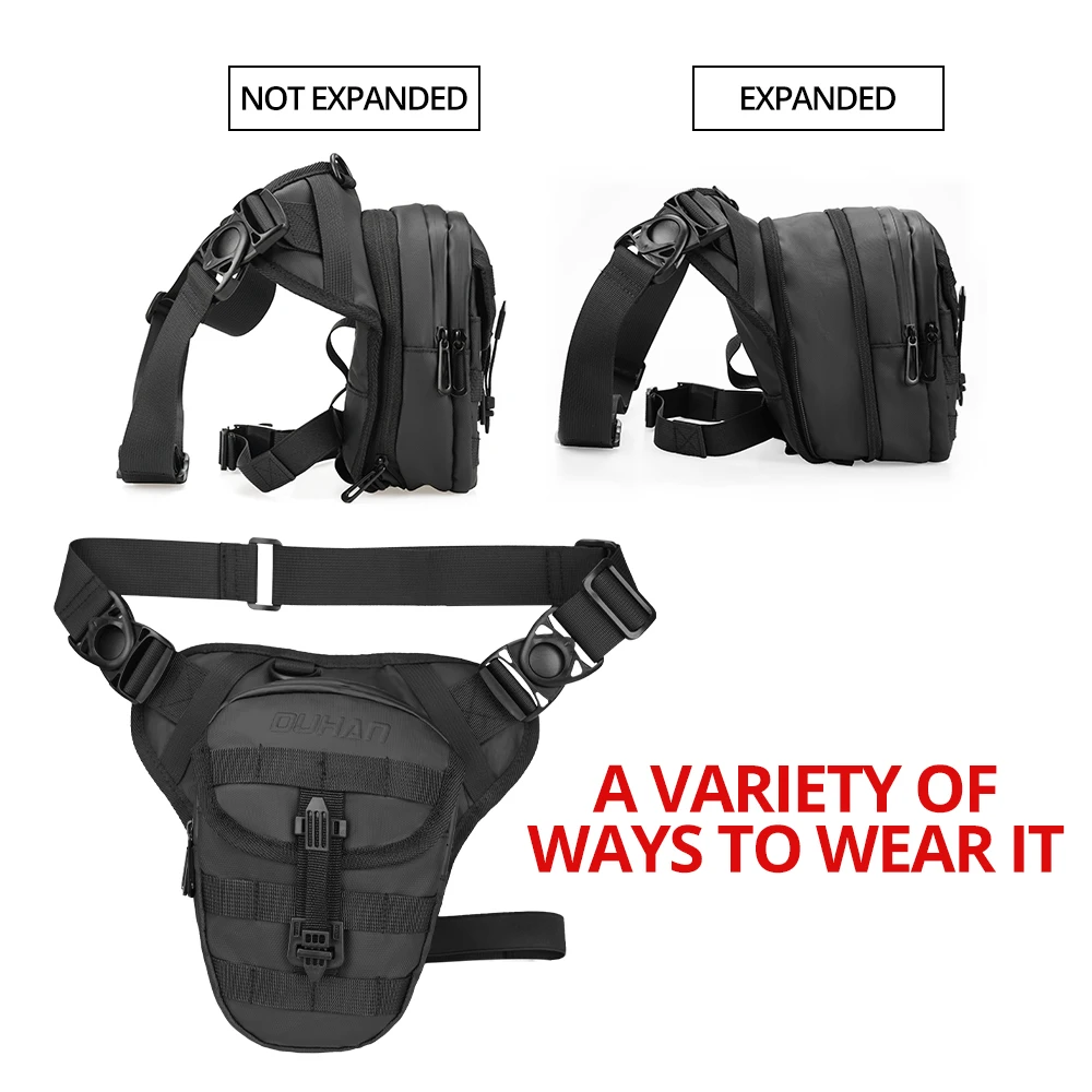 DUHAN Borsa da moto multifunzione con gamba a goccia Borsa da moto Hip Bum Marsupio da esterno Borsa da petto per moto - immagine 6