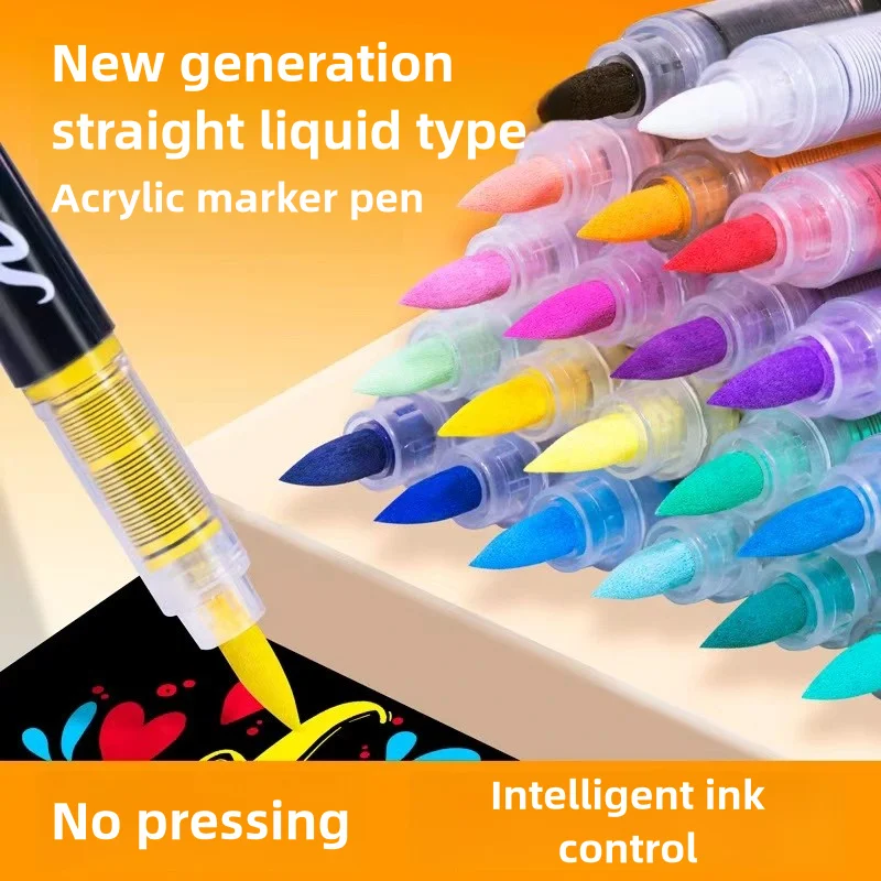 24-168pcs GuangNa Acrylic Color Markers Soft Head Painted for Wood Ceramic Festival DIY Box Gift Marker Set Festival Art Supply