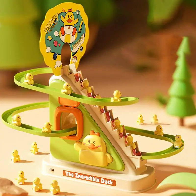 Ducks Climbing Toys Electric Duck Track Slide Toys LED Flashing Lights Music Button Toys Electric Climbing Stairs Toy Kids Gifts 4