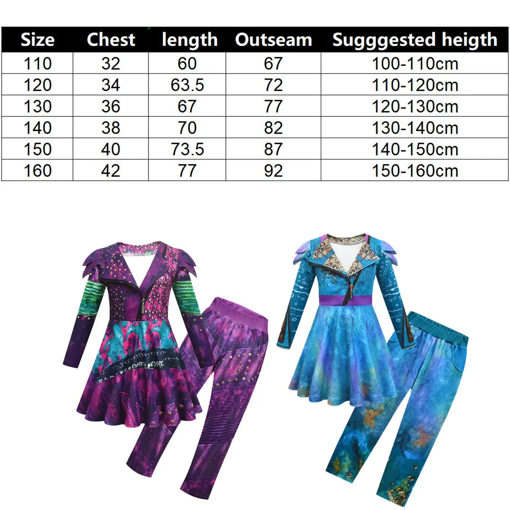 Kids D-Descendants 3 Mal Cosplay Costume Girls Evie Children Fantasia Christmas Clothes Wig Birthday Party Halloween Fancy Dress cosplay costume