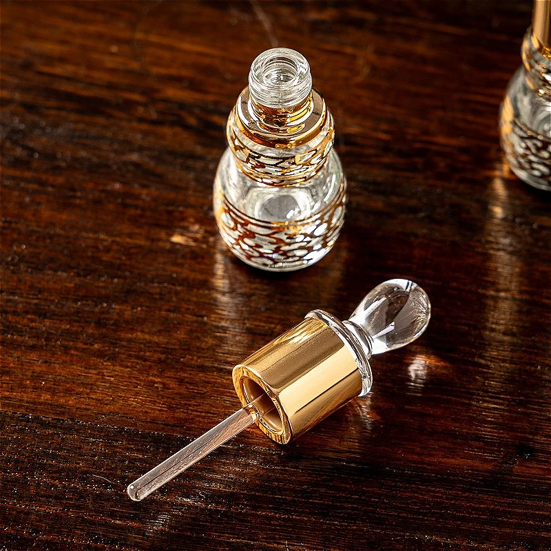 중동 12ml 금도금 롤러 병, 조롱박 모양 유리 향수 오일 용기, 리필 가능한 여행용