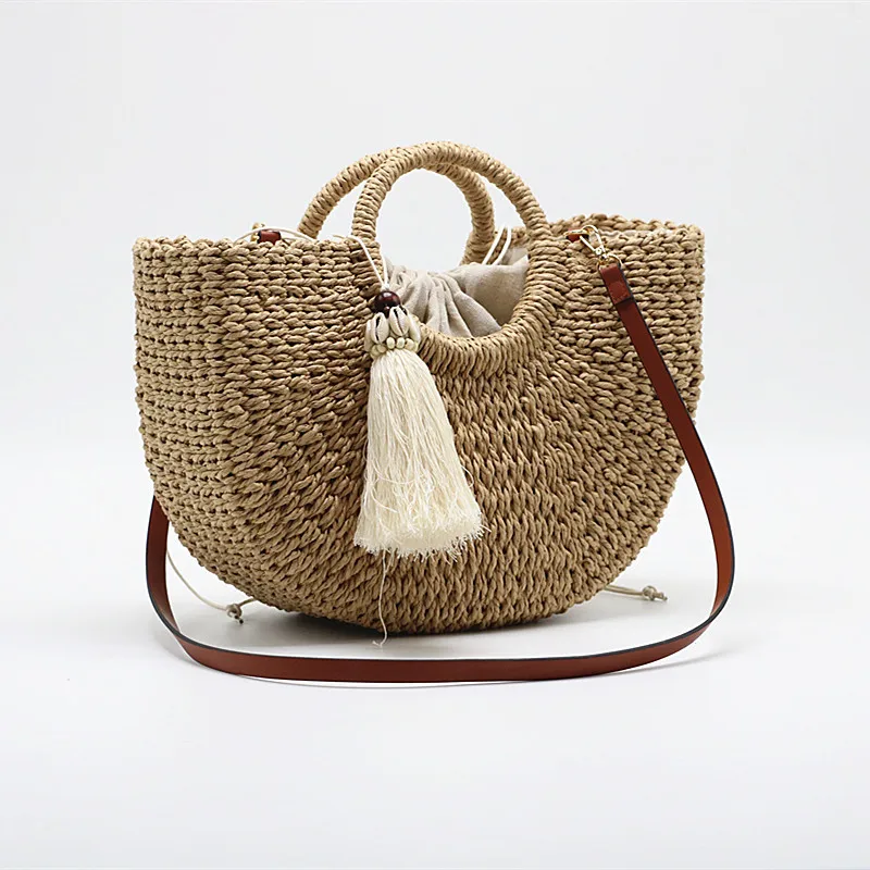 Women's Round Beach Straw Bag Straw Bag Crossbody Straw Bag