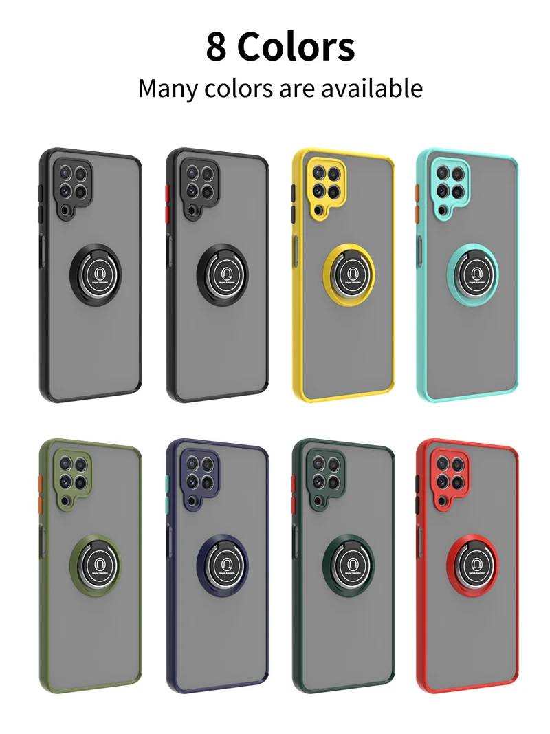 KEYSION Fashion Matte Hülle für Samsung A12 A22 A42 A22S 5G Transparent Ringständer Stoßfeste Telefonabdeckung für Galaxy M32_voghion.com