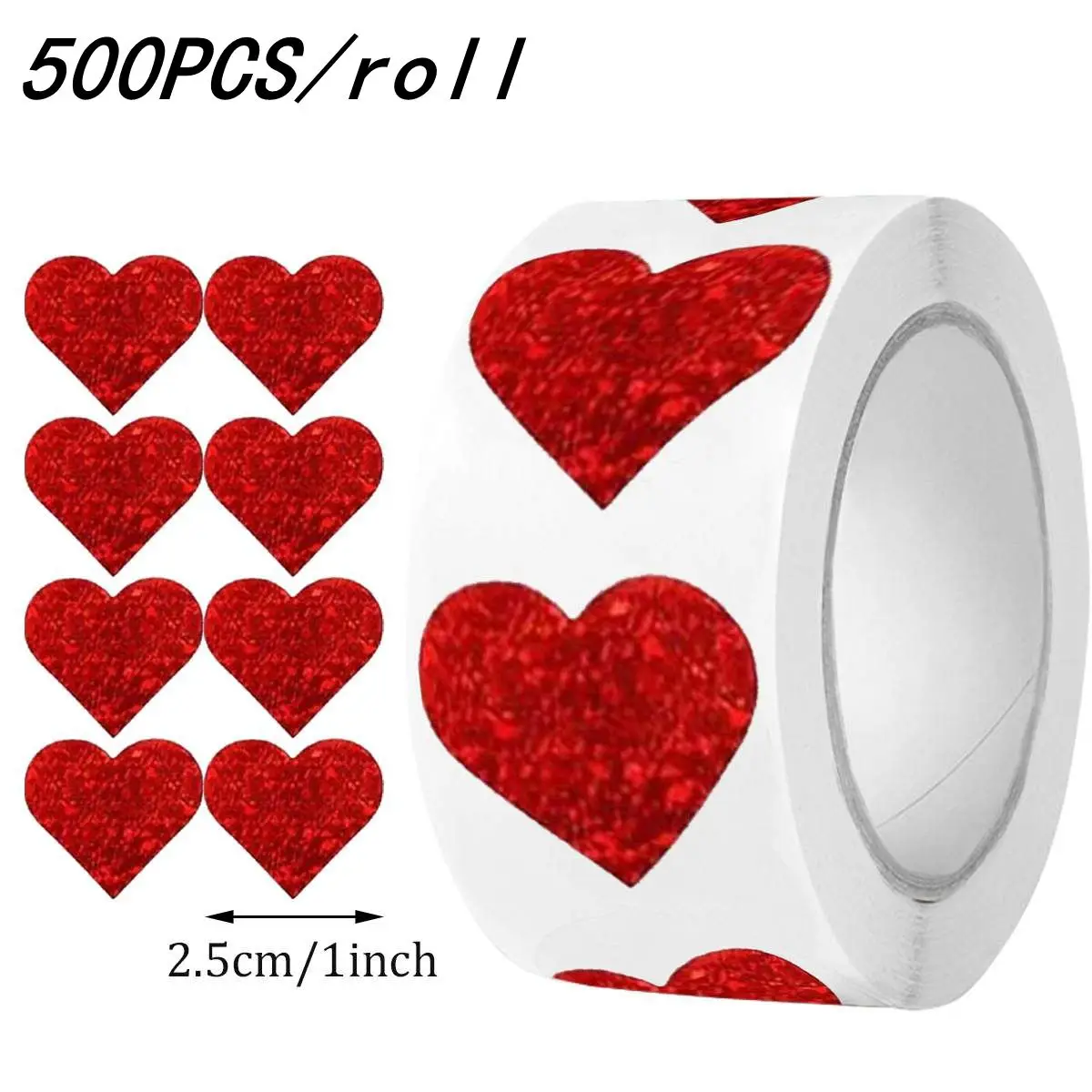 100-500 قطعة ملصقات القلب الأحمر لعيد الحب 2.5 سنت...