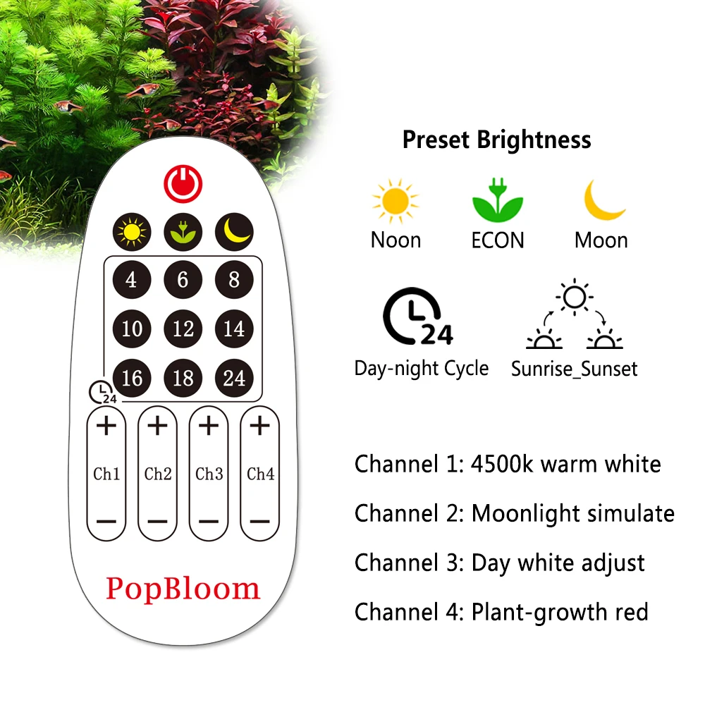 2022-PopBloom-Led-Planted-Aquarium-Light-with-Timer-Lamp-For-Plants-Light-Freshwater-Plant-Fish-Mini.jpg 2022 Popbloom Led Ültetett Akváriumfény Időzítő Lámpa A Növényekhez Könnyű Édesvízi Növényi Halak Mini Nano Tank Napkelte Napnyugta - Image 4