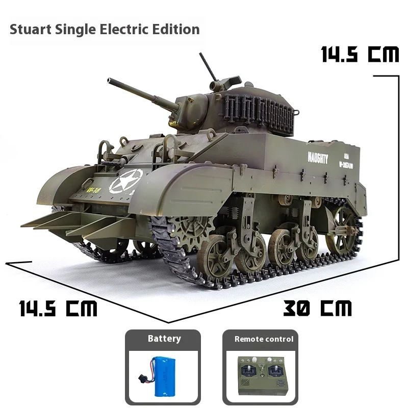 Coolbank Stuart M5a1 Electric Remote Control Tank Simulation Military Model Toy 360 ° Battery Rotating Children's Toy Gift 6